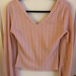 SHEIN Blush V-Neck Patterned Blouse